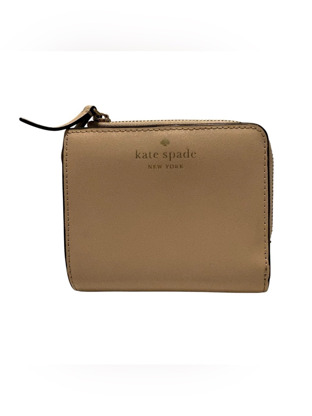 kate spade New York gold-tone tan zip wallet